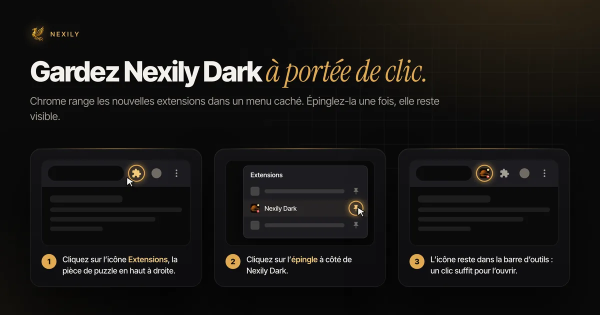 Comment épingler Nexily Dark dans Chrome