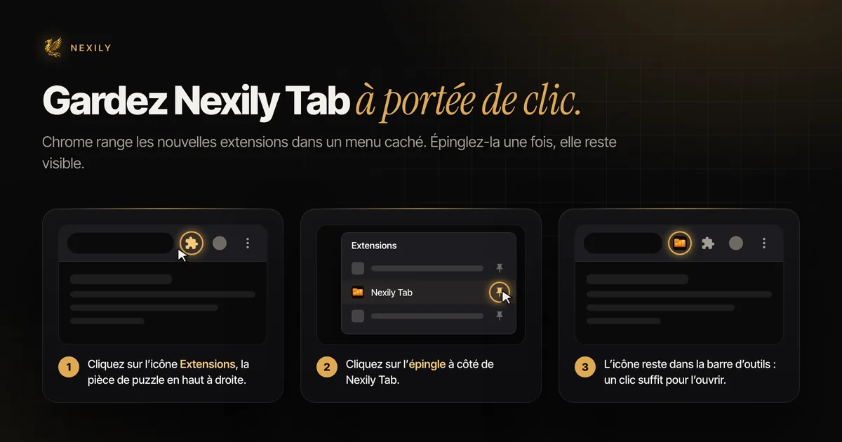 Comment épingler Nexily Tab dans Chrome