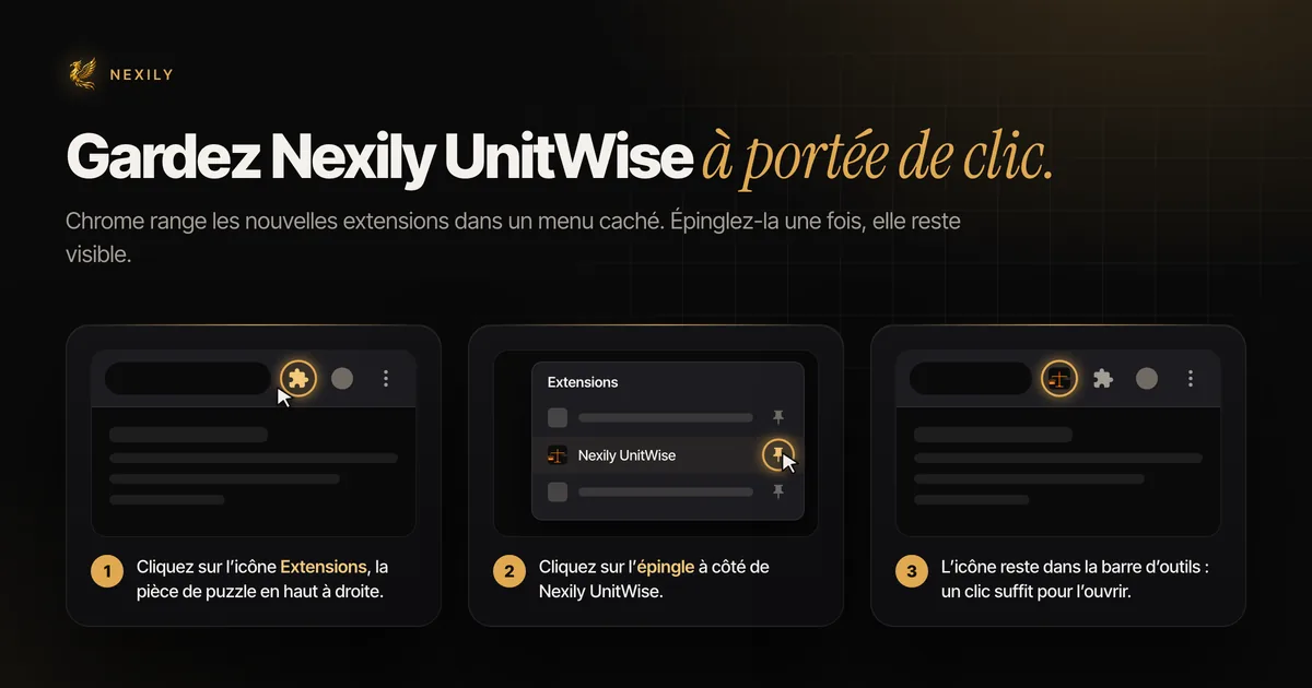 Comment épingler Nexily UnitWise dans Chrome
